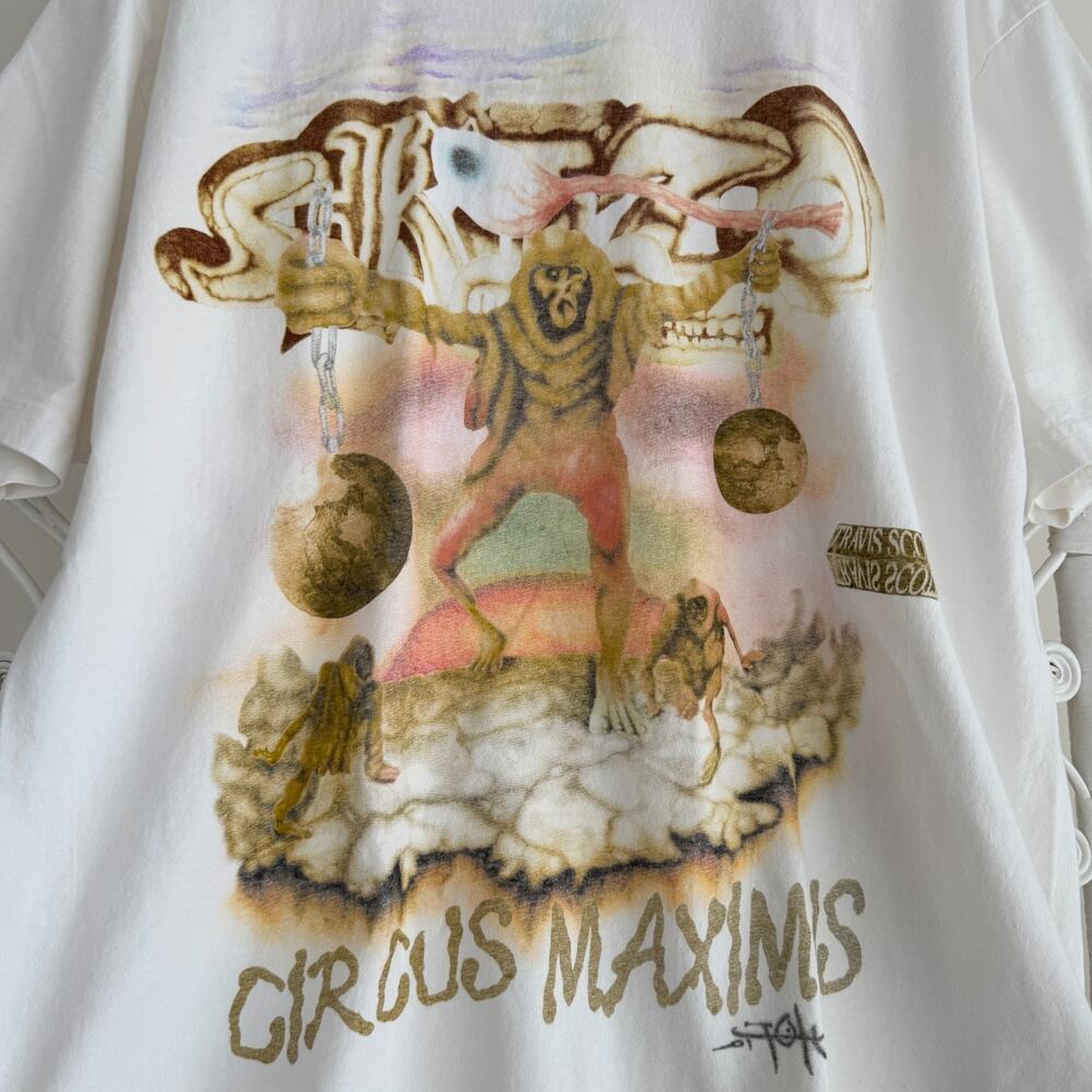 Travis Scott Shirt XL White Utopia Album Tour Skitzo Circus Maximus 2023 Tee - Picture 3 of 13